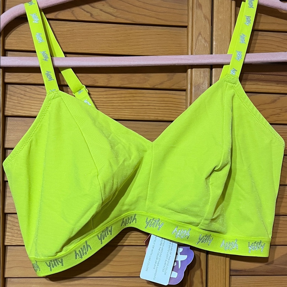 YITTY Neon Yellow Bra with Logo Straps